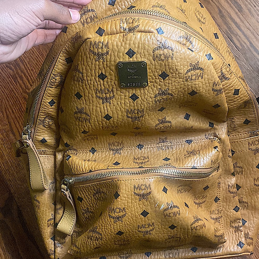 MCM Logo-Plaque Detailed Monogram Printed Backpack